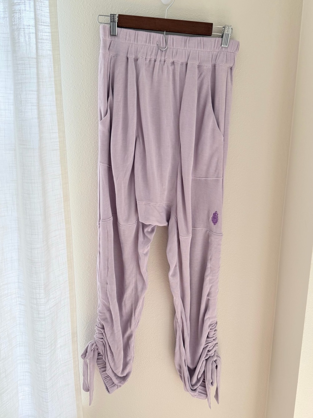 NEW Free People Pirouette Harem Cinch Lounge Pants size S Lavender Lilac Purple